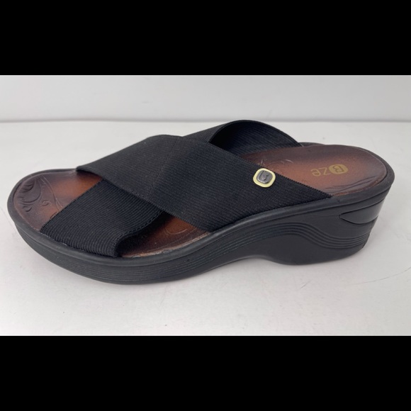 BZEES Desire Crisscross Platform Wedge Black Sandal Women’s Size 6.5M. - Picture 3 of 15